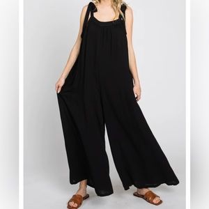 NEW Black Tie Strap Wide Leg Jumpsuit